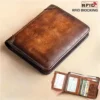 Men Wallet Genuine Leather Rfid Blocking Trifold Wallet Vintage. 100% Orginal