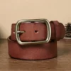 3.8 Width High Quality Pure Cowhide Genuine Leather Men's Fashion Brass Buckle Belts Luxury Brand Jeans Belts for Men Luxury - Image 5