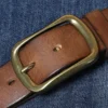 3.8 Width High Quality Pure Cowhide Genuine Leather Men's Fashion Brass Buckle Belts Luxury Brand Jeans Belts for Men Luxury