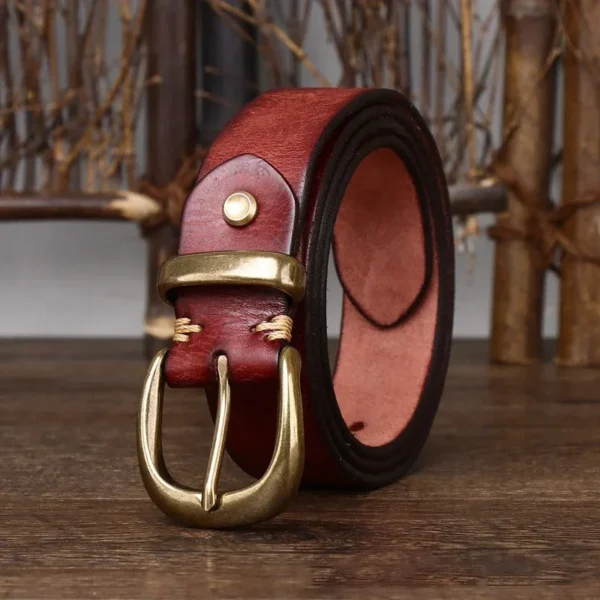 3.3cm Fashion Genuine Leather Pin Buckle Men's Belt Retro Korean Pure Cowhide Jeans Belts for Women Luxury Designer Cowboy - Image 5