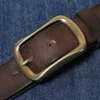 3.8 Width High Quality Pure Cowhide Genuine Leather Men's Fashion Brass Buckle Belts Luxury Brand Jeans Belts for Men Luxury - Image 2
