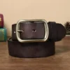 3.8 Width High Quality Pure Cowhide Genuine Leather Men's Fashion Brass Buckle Belts Luxury Brand Jeans Belts for Men Luxury - Image 4